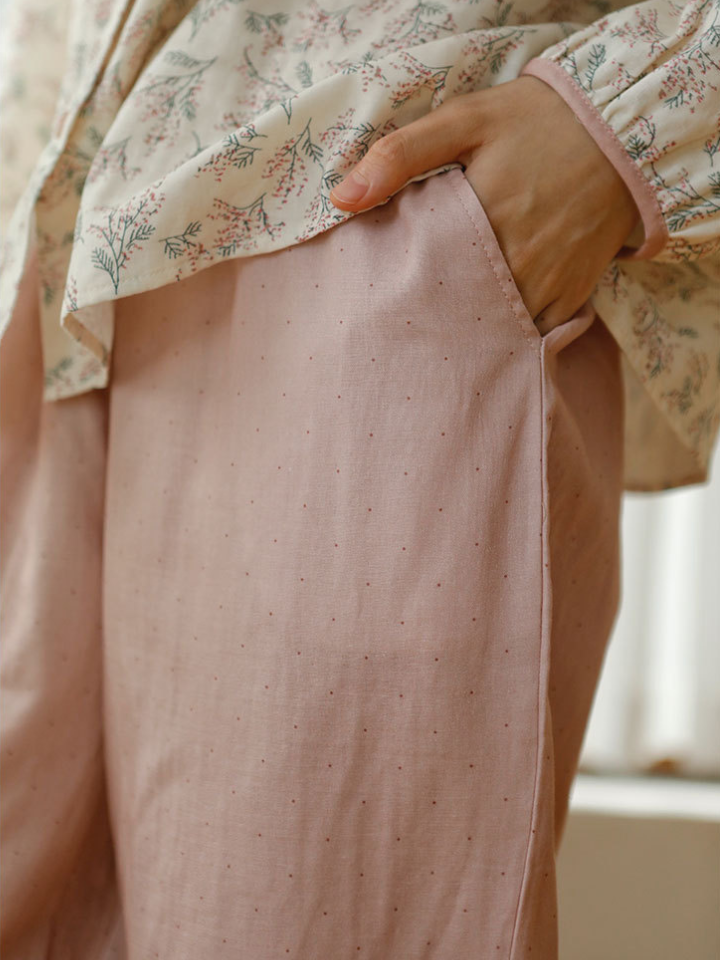 純綿ダブルガーゼ 小花柄プリント リラックスパジャマセット